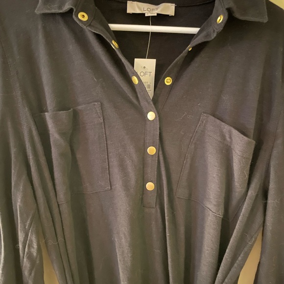 Loft flounce pocket shirt dress, black NWT size XL - Picture 3 of 4